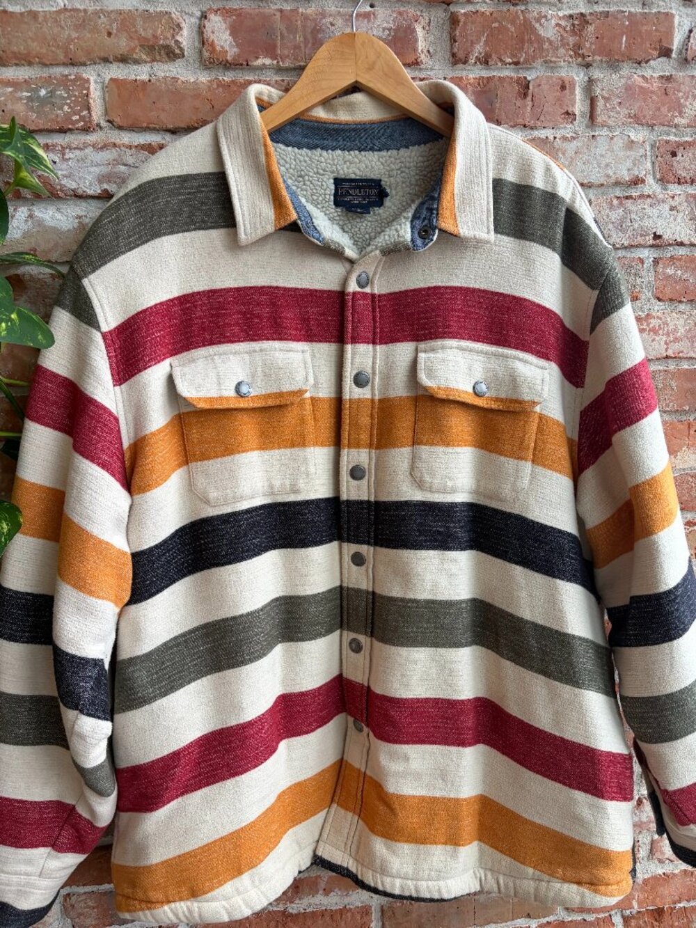 MEN'S GLACIER STRIPE SHERPA-LINED SHIRT JACKET